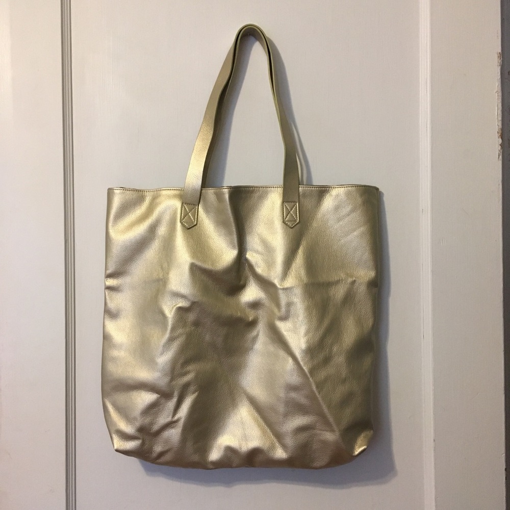 Minimalist Gold Vegan Leather Tote